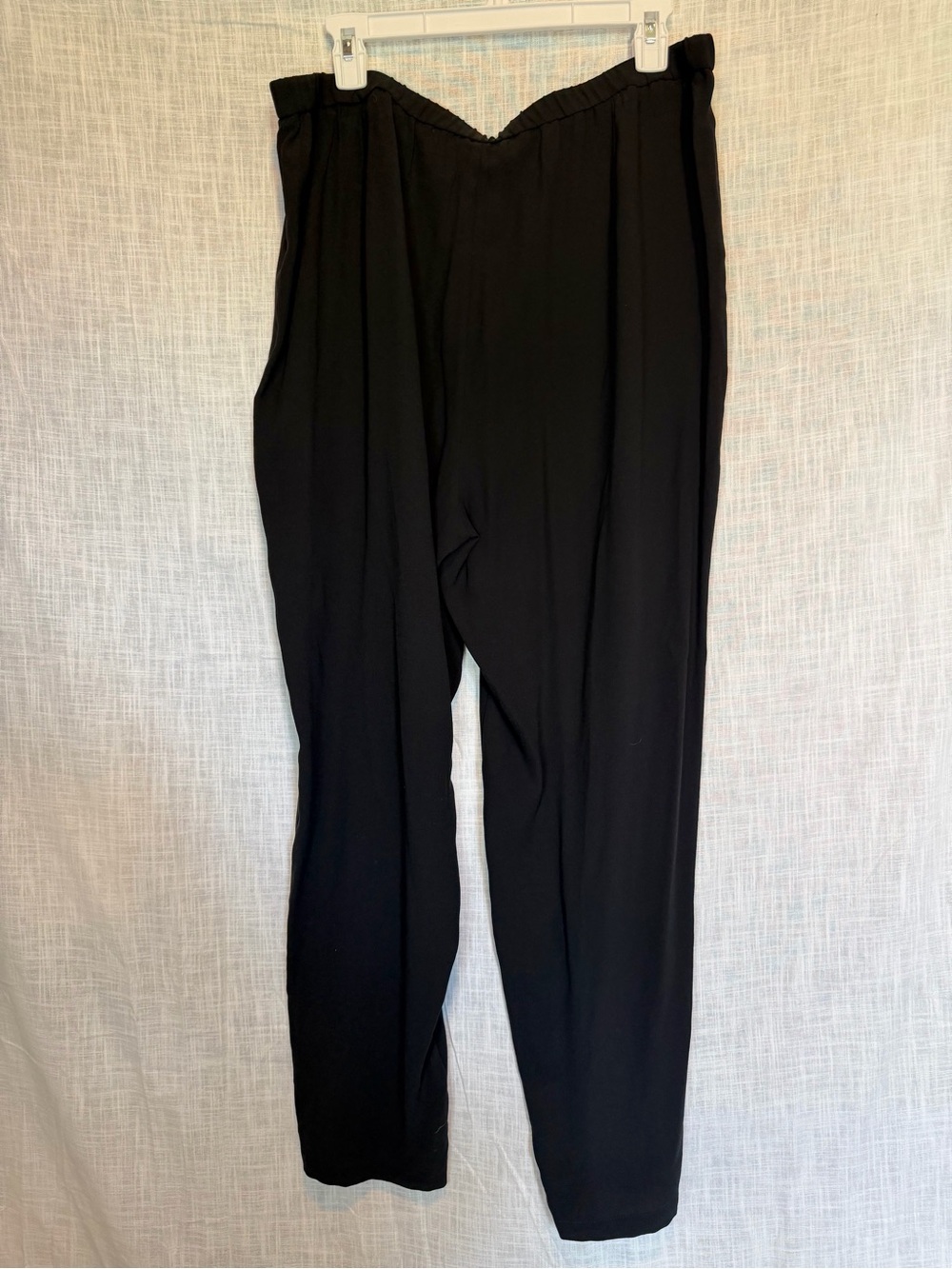 Eileen Fisher 100% silk Georgette Crepe Black Pants - Picture 2 of 6